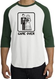 Game Over Raglan Shirt Funny Marriage White/Forest - Black Print Game Over Raglan Shirt Funny Marriage White/Forest - Black Print