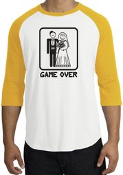 Game Over Raglan Shirt Funny Marriage White/Gold - Black Print Game Over Raglan Shirt Funny Marriage White/Gold - Black Print