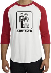 Game Over Raglan Shirt Funny Marriage White/Red - Black Print Game Over Raglan Shirt Funny Marriage White/Red - Black Print