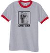 Game Over Ringer T-shirt Funny Heather Grey/Red Tee - Black Print