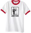Game Over Ringer T-shirt Funny White/Red Tee - Black Print
