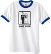 Game Over Ringer T-shirt Funny White/Royal Tee - Black Print