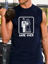 Game Over Shooter Funny Married Groom Muscle Tee