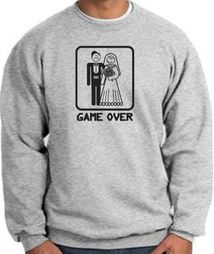 Game Over Sweatshirt Funny Marriage Athletic Heather - Black Print Game Over Sweatshirt Funny Marriage Athletic Heather - Black Print