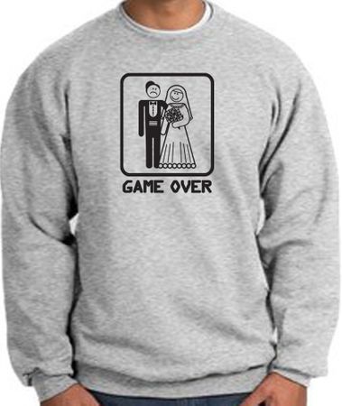 Game Over Sweatshirt Funny Marriage Athletic Heather - Black Print