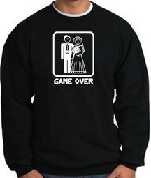 Game Over Sweatshirt - Funny Marriage Black Sweatshirt - White Print Game Over Sweatshirt - Funny Marriage Black Sweatshirt - White Print