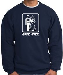 Game Over Sweatshirt Funny Marriage Navy Sweatshirt - White Print Game Over Sweatshirt Funny Marriage Navy Sweatshirt - White Print