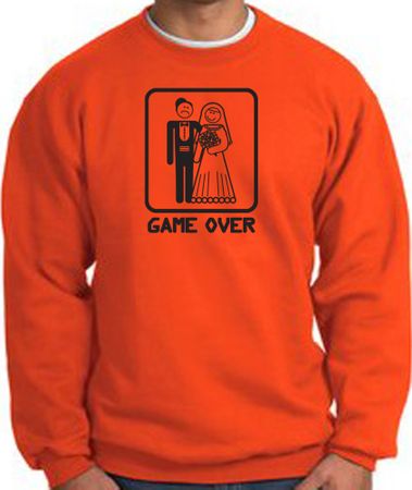 Game Over Sweatshirt Funny Marriage Orange Sweatshirt - Black Print
