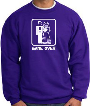 Game Over Sweatshirt Funny Marriage Purple Sweatshirt - White Print