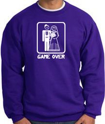 Game Over Sweatshirt Funny Marriage Purple Sweatshirt - White Print Game Over Sweatshirt Funny Marriage Purple Sweatshirt - White Print