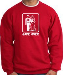 Game Over Sweatshirt Funny Marriage Red Sweatshirt - White Print Game Over Sweatshirt Funny Marriage Red Sweatshirt - White Print