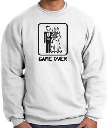 Game Over Sweatshirt Funny Marriage White Sweatshirt - Black Print