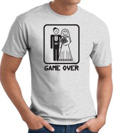 Game Over T-shirt - Funny Marriage Bride Groom Ash Tee - Black Print