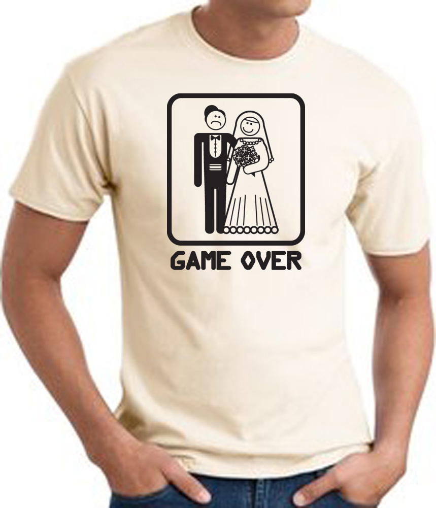 Game Over Tshirt Funny Marriage Bride Groom Natural Tee Black Print
