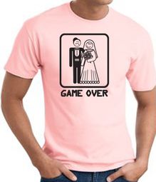 Game Over T-shirt - Funny Marriage Bride Groom Pink Tee - Black Print