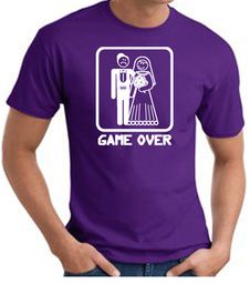 Game Over T-shirt - Funny Marriage Bride Groom Purple Tee White Print