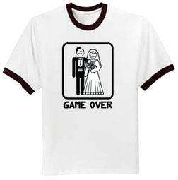 Game Over T-shirt Funny Marriage Bride Groom Ringer Tee Shirt