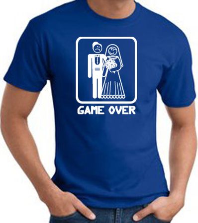 Game Over T-shirt - Funny Marriage Bride Groom Royal Tee White Print