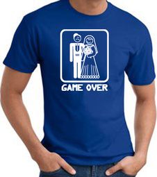 Game Over T-shirt - Funny Marriage Bride Groom Royal Tee White Print