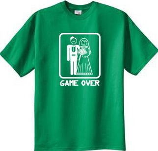 Game Over T-shirt - Funny Marriage Kelly Green Tee - White Print