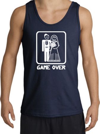 Game Over Tanktop Funny Marriage Navy Tank Top