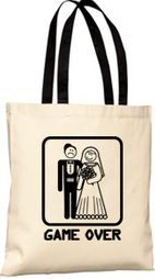 Game Over Tote Bag - Funny Married Bride and Groom Bag Game Over Tote Bag - Funny Married Bride and Groom Bag