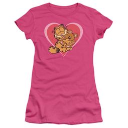 Garfield Juniors T-shirt Cute Cuddly Bear Hot Pink Tee Shirt Garfield Juniors T-shirt Cute Cuddly Bear Hot Pink Tee Shirt