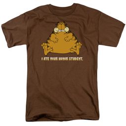 Garfield T-shirt I Ate Your Honor Student Adult Brown Tee Shirt Garfield T-shirt I Ate Your Honor Student Adult Brown Tee Shirt
