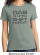 Gas Clutch Shift Repeat Grey Print Ladies Shirt