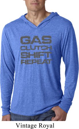 Gas Clutch Shift Repeat Grey Print Lightweight Hoodie Shirt