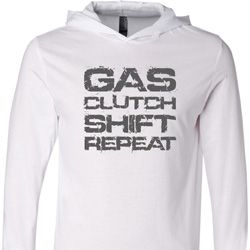 Gas Clutch Shift Repeat Grey Print Lightweight Hoodie Tee Gas Clutch Shift Repeat Grey Print Lightweight Hoodie Tee