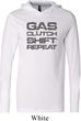 Gas Clutch Shift Repeat Grey Print Lightweight Hoodie Tee