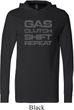 Gas Clutch Shift Repeat Grey Print Lightweight Hoodie Tee
