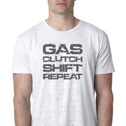 Gas Clutch Shift Repeat Grey Print Mens Burnout Shirt Gas Clutch Shift Repeat Grey Print Mens Burnout Shirt