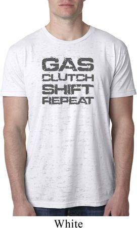 Gas Clutch Shift Repeat Grey Print Mens Burnout Shirt