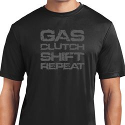 Gas Clutch Shift Repeat Grey Print Mens Moisture Wicking Shirt Gas Clutch Shift Repeat Grey Print Mens Moisture Wicking Shirt