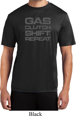 Gas Clutch Shift Repeat Grey Print Mens Moisture Wicking Shirt