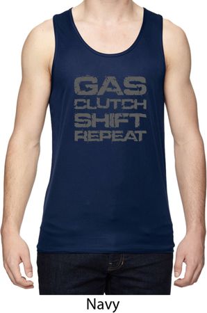 Gas Clutch Shift Repeat Grey Print Mens Moisture Wicking Tanktop