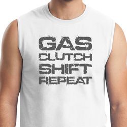 Gas Clutch Shift Repeat Grey Print Mens Muscle Shirt Gas Clutch Shift Repeat Grey Print Mens Muscle Shirt