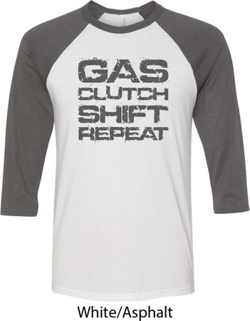 Gas Clutch Shift Repeat Grey Print Mens Raglan Shirt