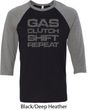 Gas Clutch Shift Repeat Grey Print Mens Raglan Shirt