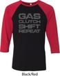 Gas Clutch Shift Repeat Grey Print Mens Raglan Shirt