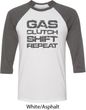 Gas Clutch Shift Repeat Grey Print Mens Raglan Shirt