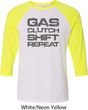 Gas Clutch Shift Repeat Grey Print Mens Raglan Shirt
