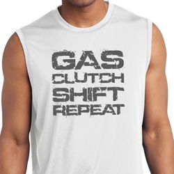 Gas Clutch Shift Repeat Grey Print Mens Sleeveless Moisture Wicking Gas Clutch Shift Repeat Grey Print Mens Sleeveless Moisture Wicking
