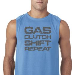 Gas Clutch Shift Repeat Grey Print Mens Sleeveless Shirt Gas Clutch Shift Repeat Grey Print Mens Sleeveless Shirt