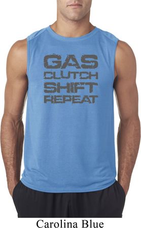 Gas Clutch Shift Repeat Grey Print Mens Sleeveless Shirt