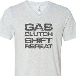 Gas Clutch Shift Repeat Grey Print Mens Tri Blend V-neck Shirt Gas Clutch Shift Repeat Grey Print Mens Tri Blend V-neck Shirt