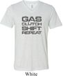 Gas Clutch Shift Repeat Grey Print Mens Tri Blend V-neck Shirt
