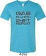 Gas Clutch Shift Repeat Grey Print Mens Tri Blend V-neck Shirt